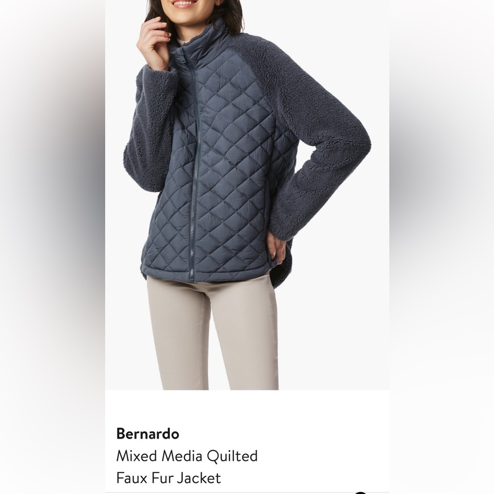 Bernardo Petrol Blue  Mixed Media Quilted Jacket